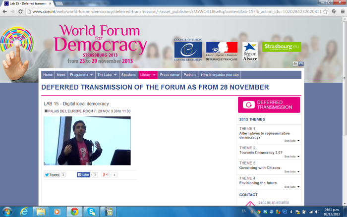 Campaign update + CitYsens in the World Forum for Democracy 2013!